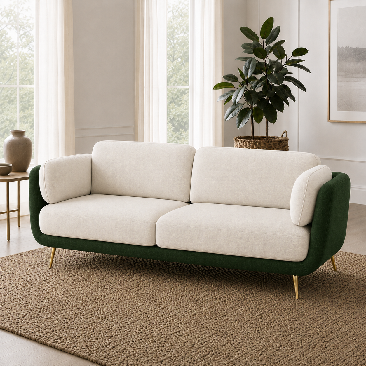 Nook 3+2+1 Sofa Set, 3 seater, green, detail view