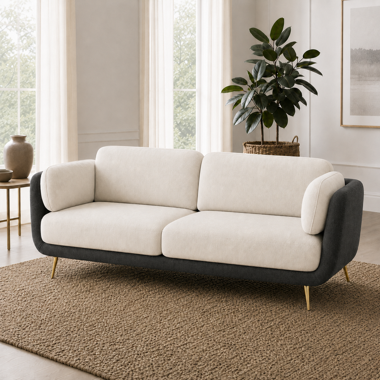 Nook 3+2+1 Sofa Set, 3 seater, grey, detail view