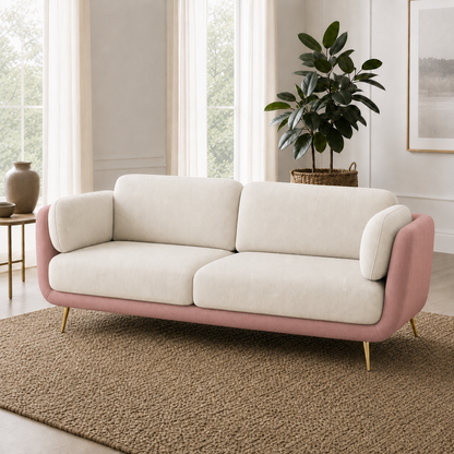 Nook 3+2+1 Sofa Set, 3 seater, pink, detail view