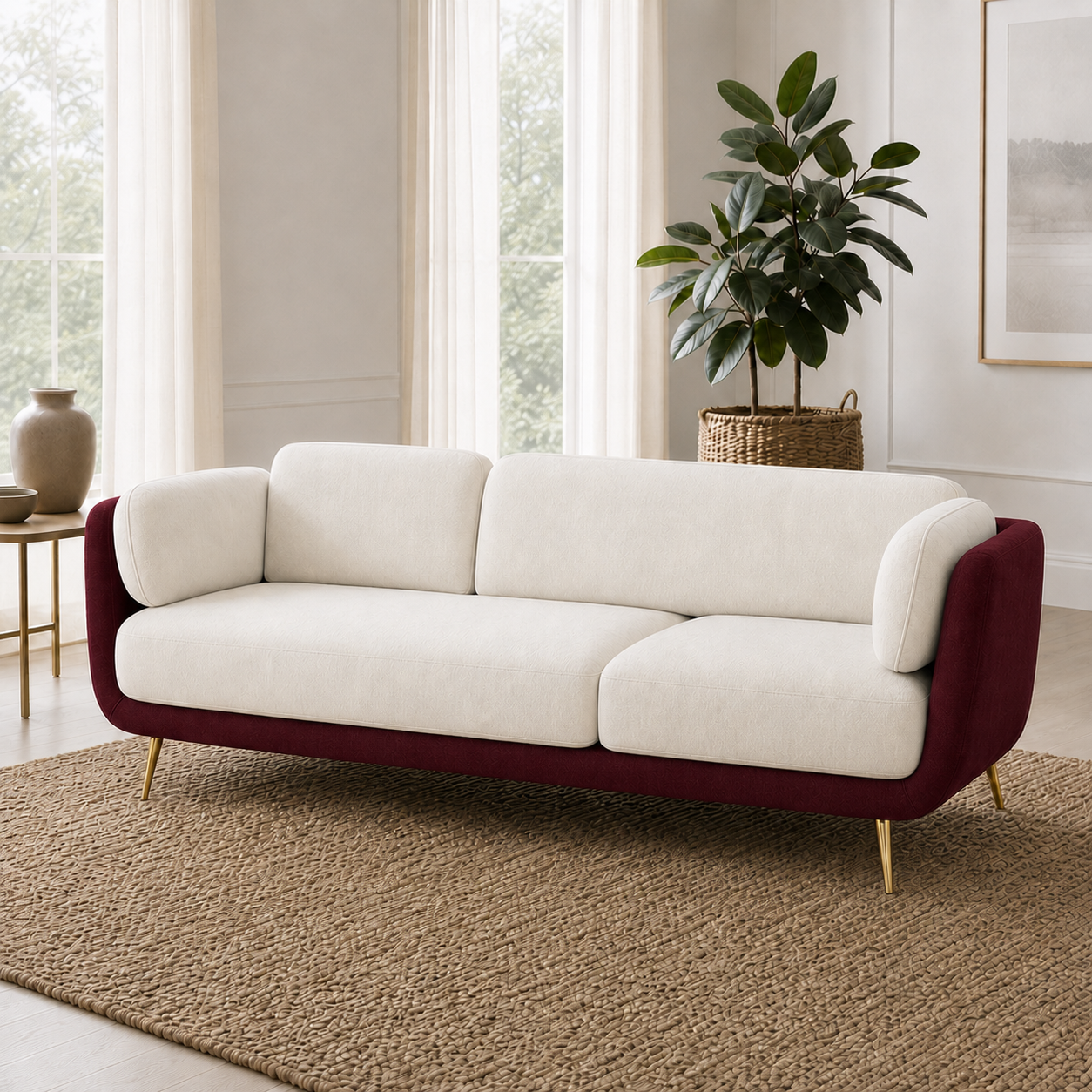 Nook 3+2+1 Sofa Set, 3 seater, red, room view