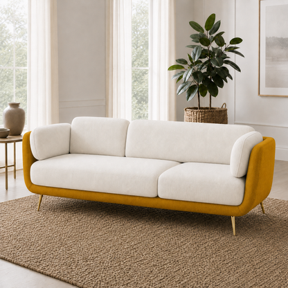 Nook 3+2+1 Sofa Set, 3 seater, yellow, room view