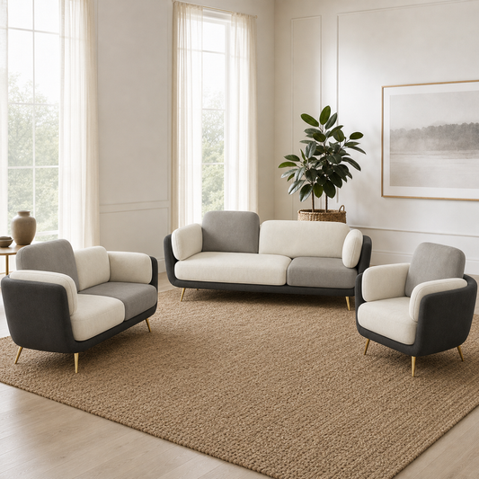 Nook - 3+2+1 Sofa Set, complete 3+2+1 sofa set in an editorial living room