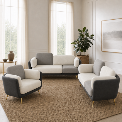 Nook - 3+2+1 Sofa Set, alternate room angle of the complete 3+2+1 sofa set