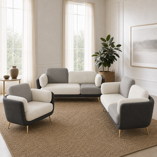 Nook - 3+2+1 Sofa Set, alternate room angle of the complete 3+2+1 sofa set