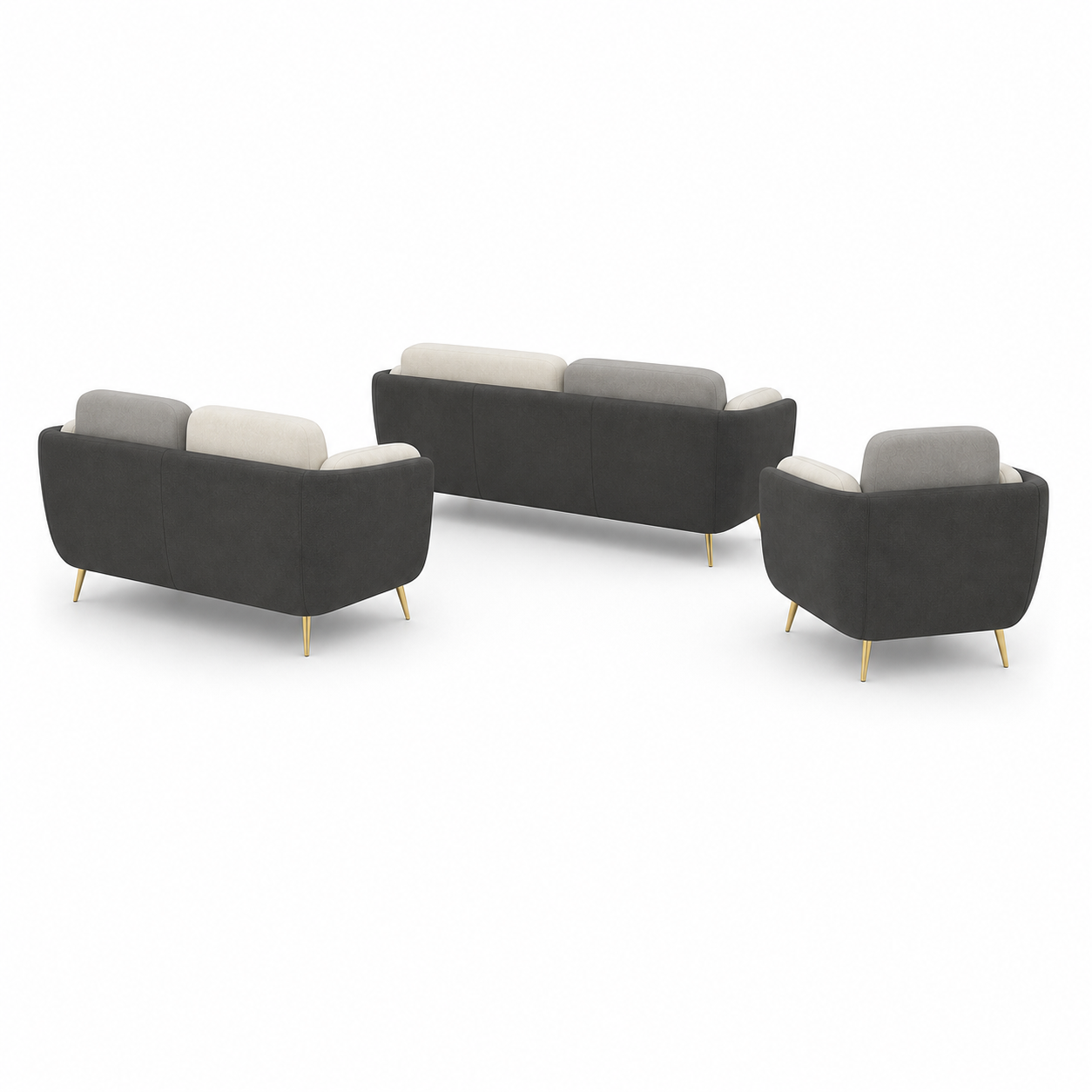 Nook - 3+2+1 Sofa Set, complete 3+2+1 sofa set side studio view