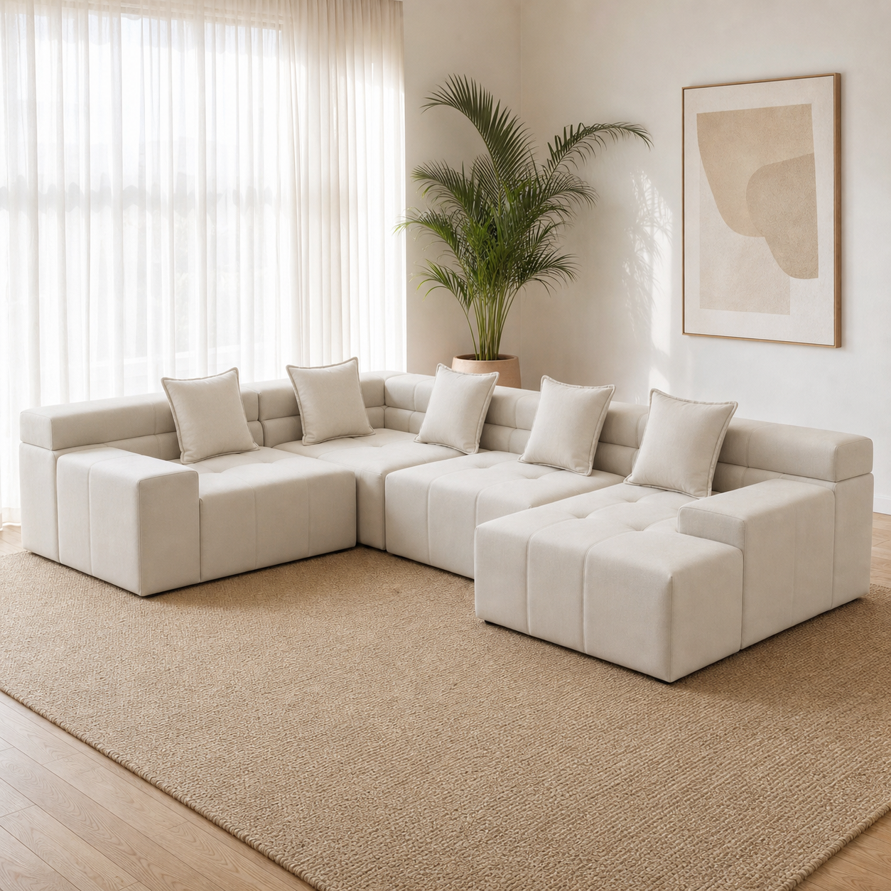 Nova - L shape sectional sofa in the exact upholstery color shown in the source reference, sectional sofa in a modern living room