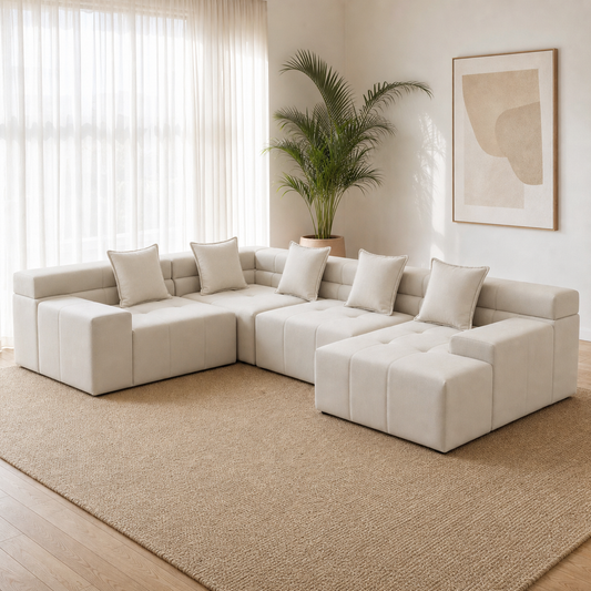 Nova - L shape sectional sofa in the exact upholstery color shown in the source reference, sectional sofa in a modern living room