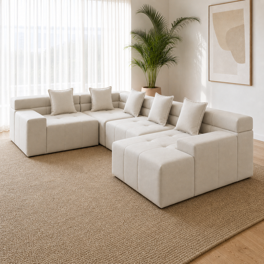Nova - L shape sectional sofa, three-quarter view showing sectional depth and construction
