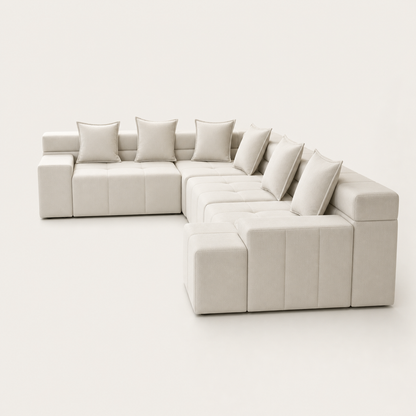 Nova - L shape sectional sofa, sectional sofa end-profile studio view