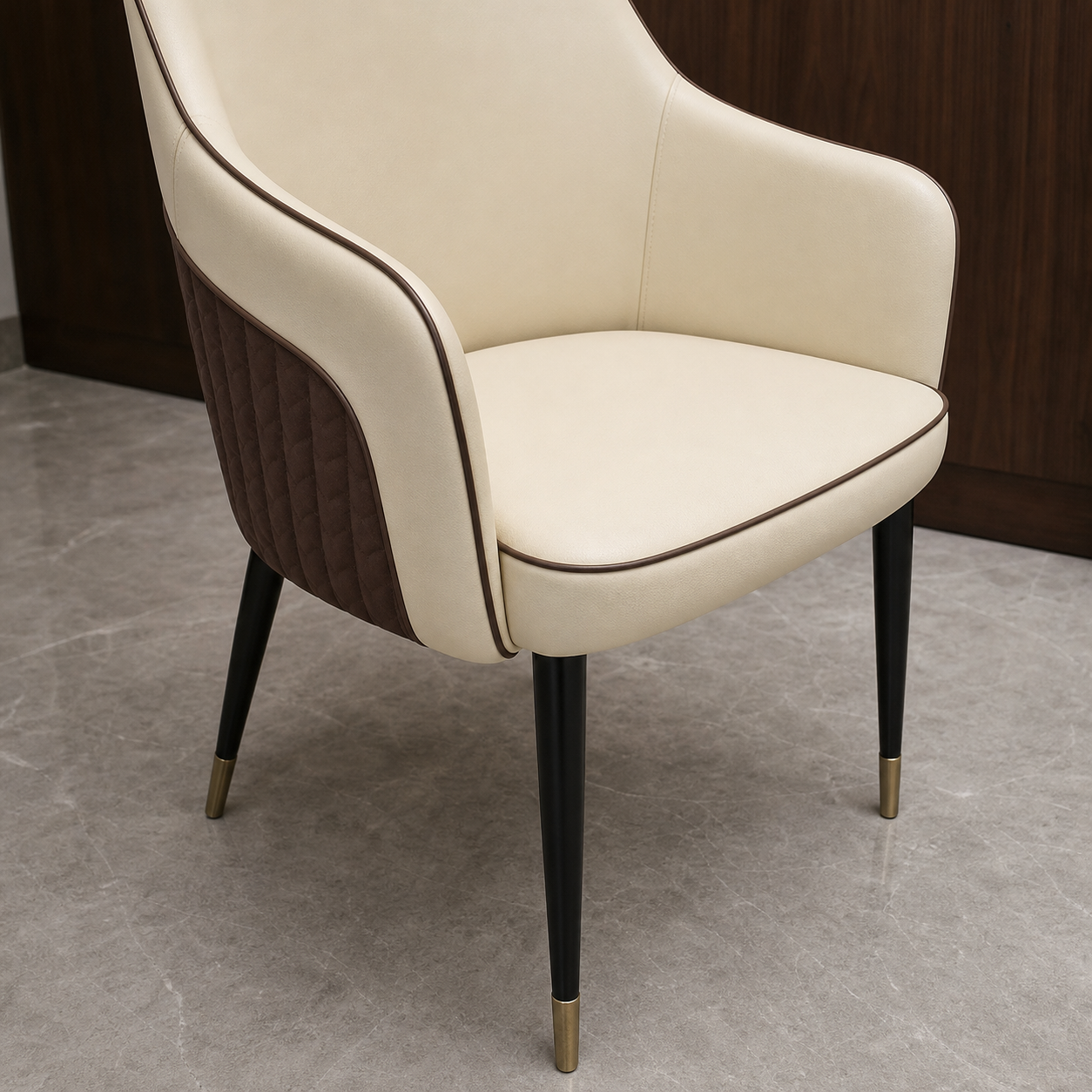 Close view of Nyla - Chair showing the seat and frame construction