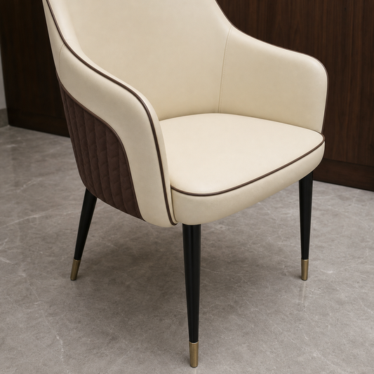 Close view of Nyla - Chair showing the seat and frame construction