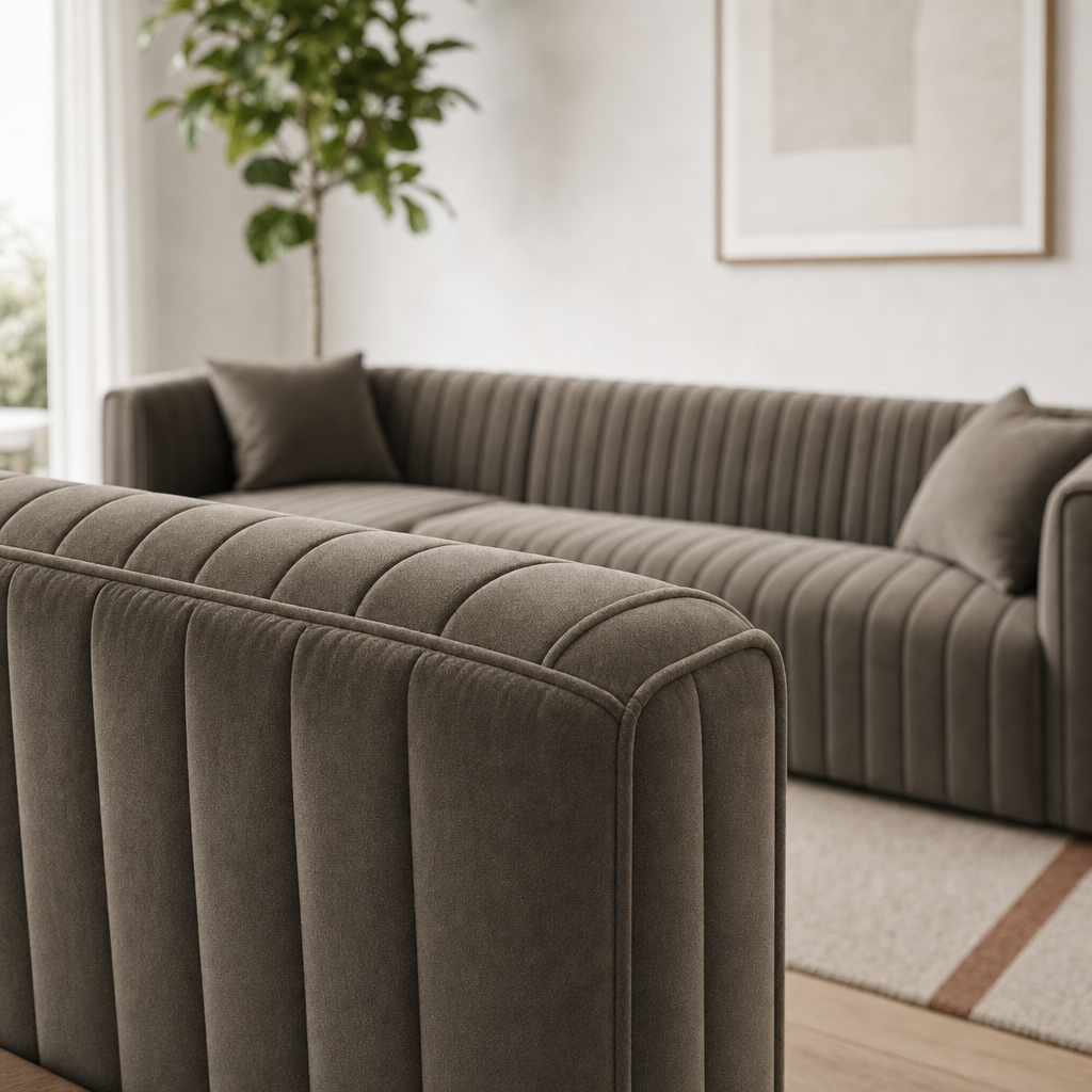 Close-up of the Oasis - L shape sectional sofa's upholstery and details