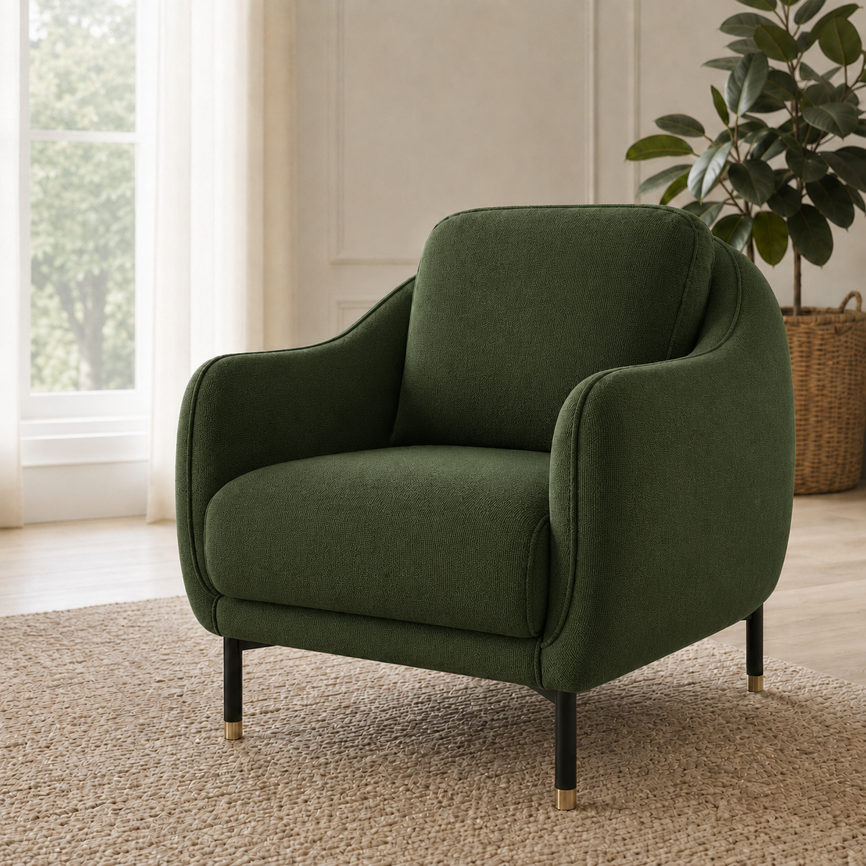Onyx 3+2+1 Sofa Set, 1 seater, green, room view