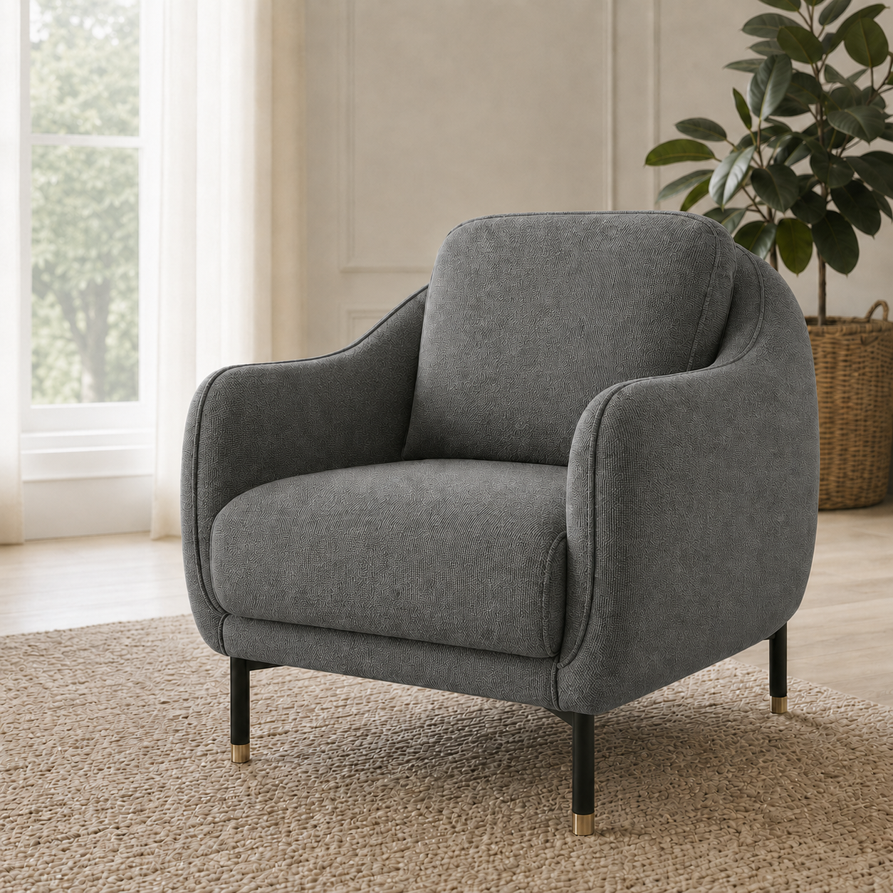 Onyx 3+2+1 Sofa Set, 1 seater, grey, room view