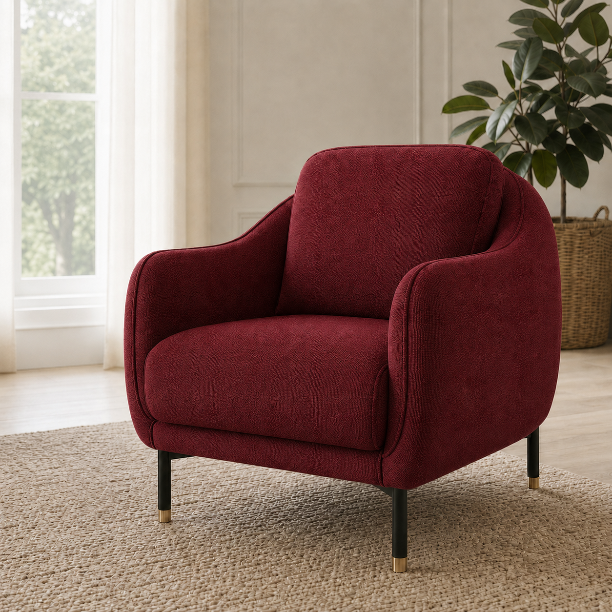 Onyx 3+2+1 Sofa Set, 1 seater, red, room view