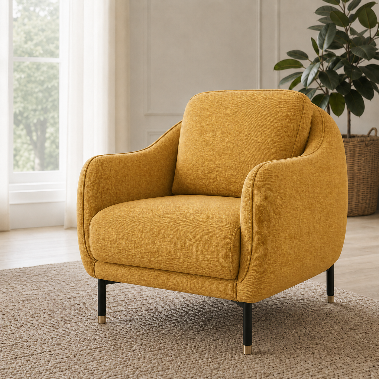Onyx 3+2+1 Sofa Set, 1 seater, yellow, room view