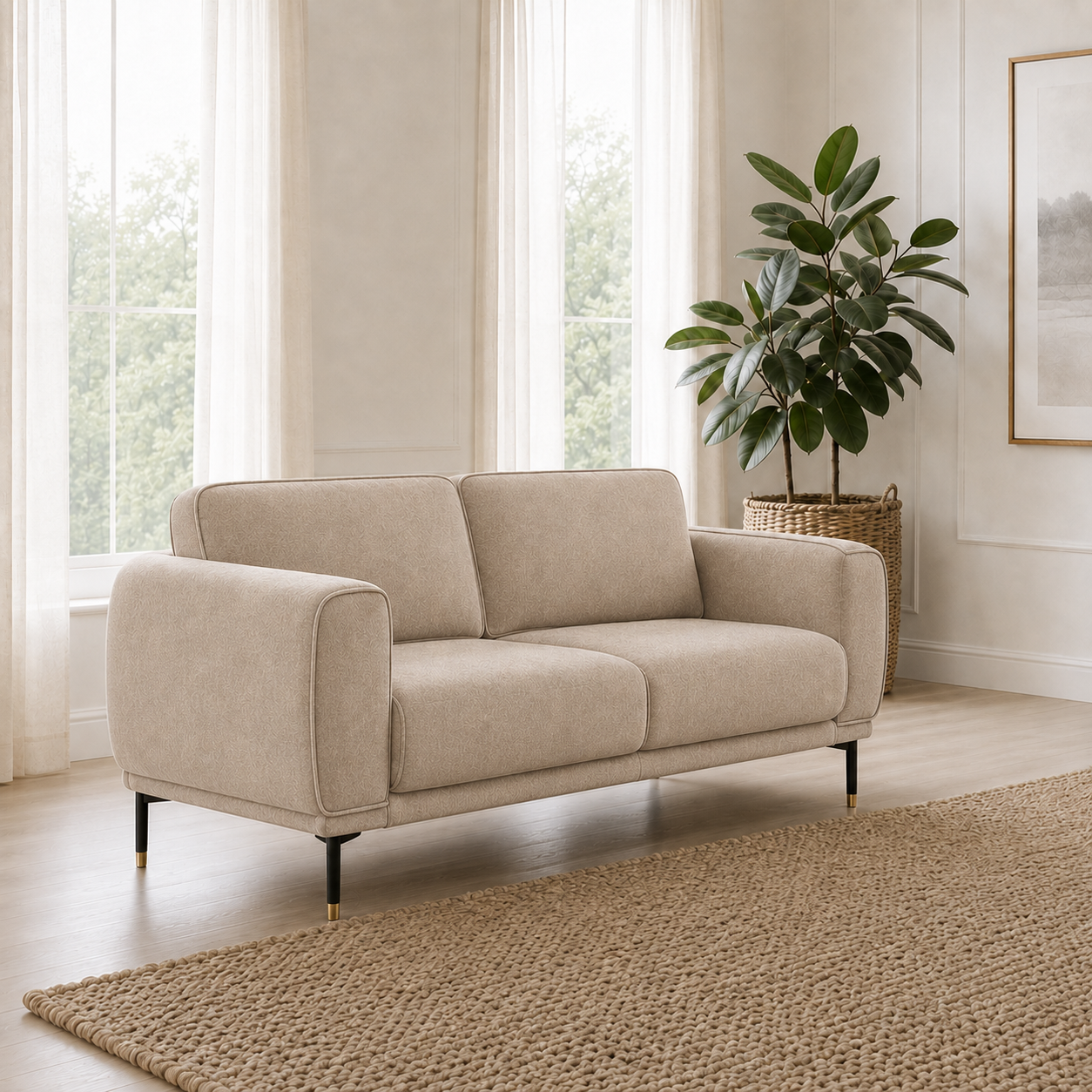 Onyx 3+2+1 Sofa Set, 2 seater, beige, room view