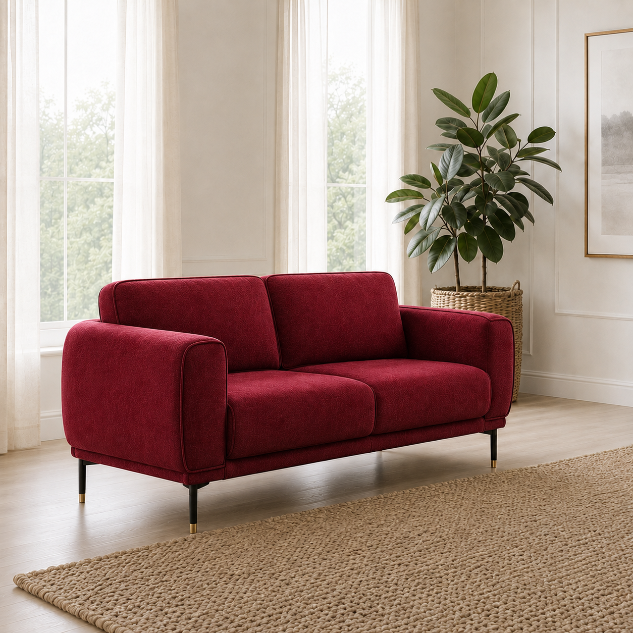 Onyx 3+2+1 Sofa Set, 2 seater, red, room view