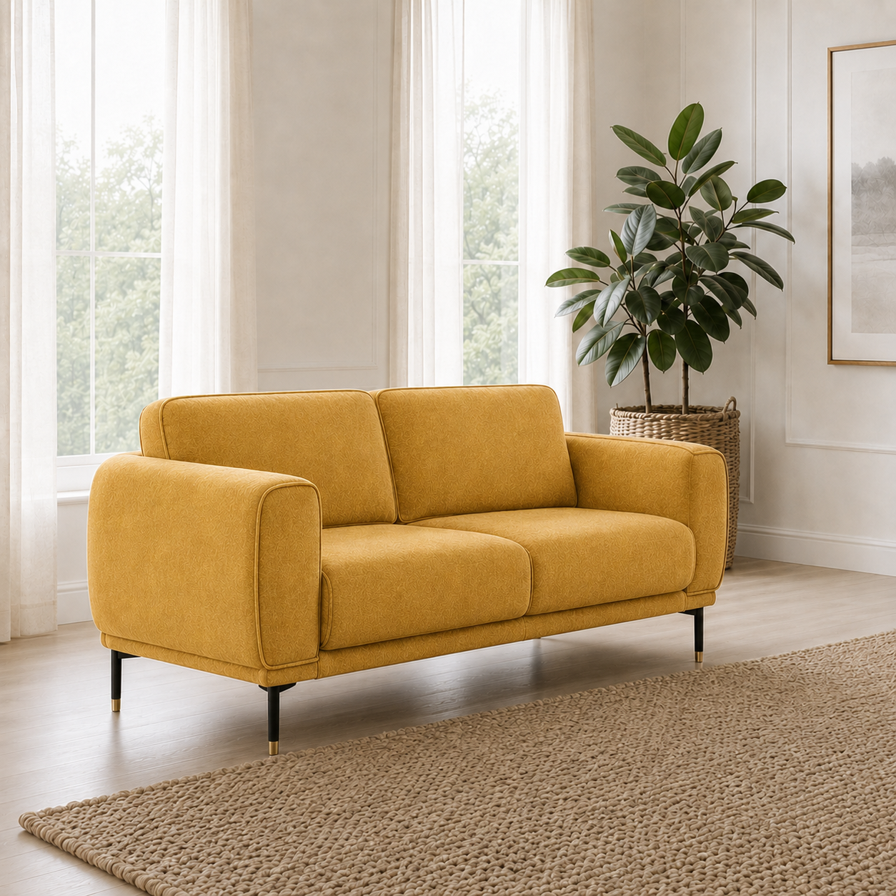 Onyx 3+2+1 Sofa Set, 2 seater, yellow, room view