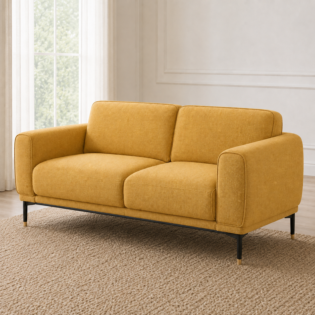 Onyx 3+2+1 Sofa Set, 2 seater, yellow, detail view