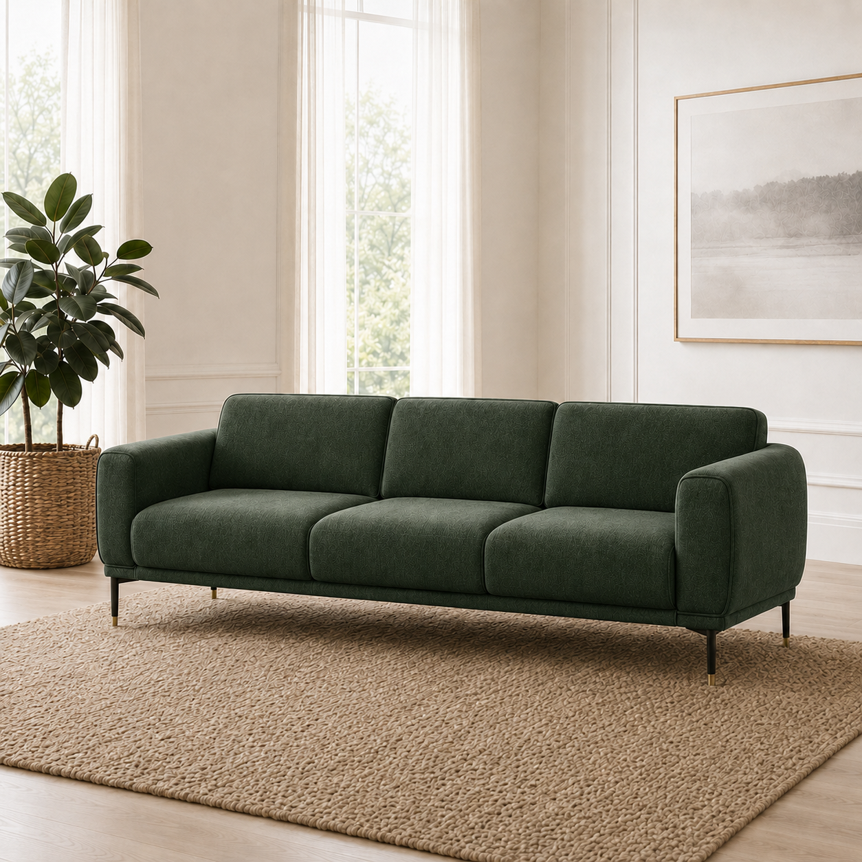 Onyx 3+2+1 Sofa Set, 3 seater, green, room view