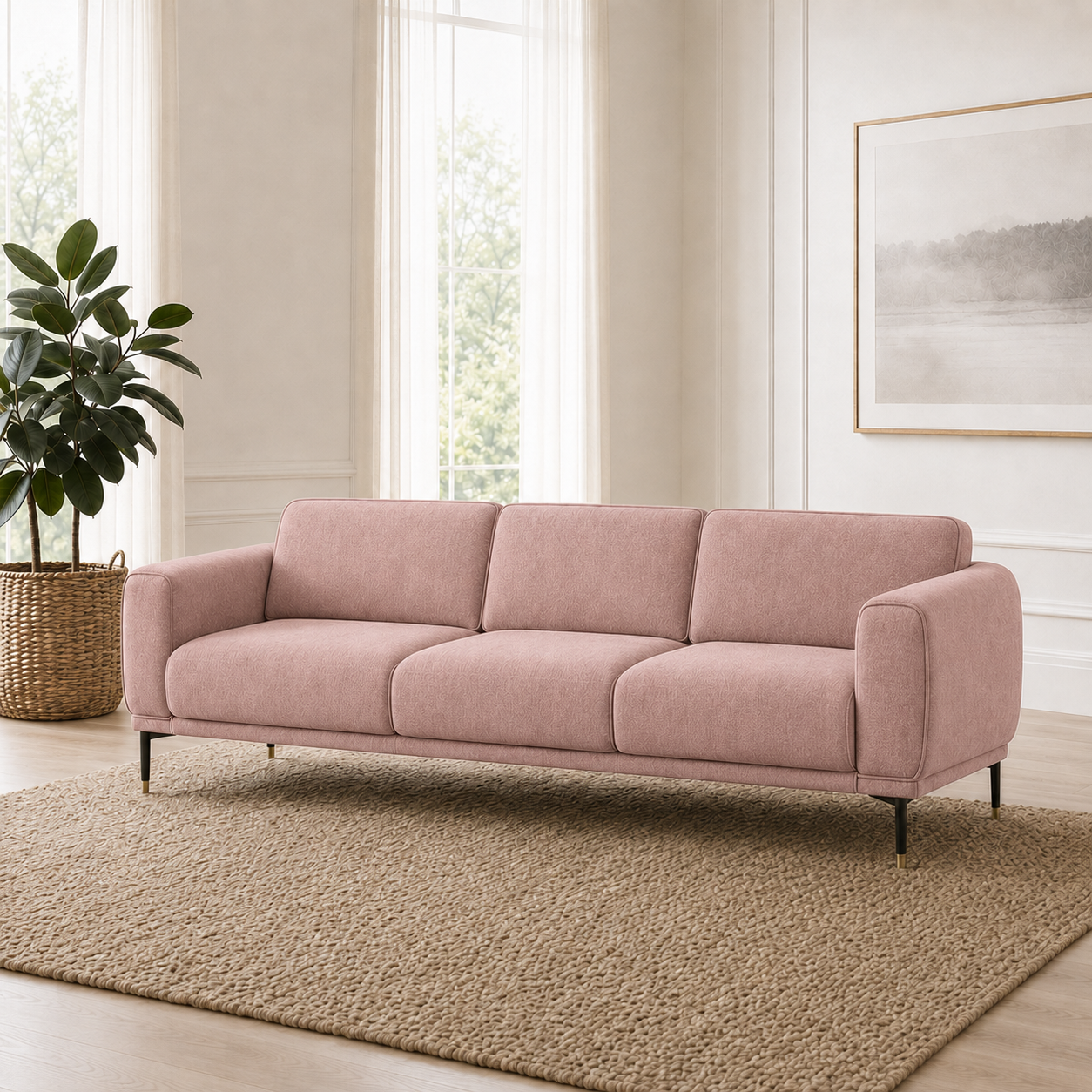Onyx 3+2+1 Sofa Set, 3 seater, pink, room view