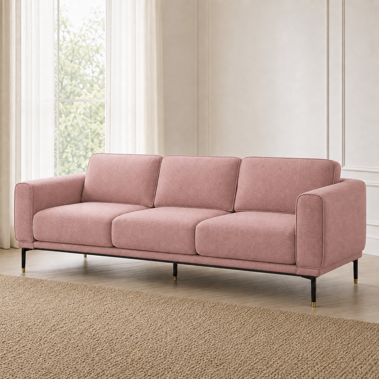 Onyx 3+2+1 Sofa Set, 3 seater, pink, detail view