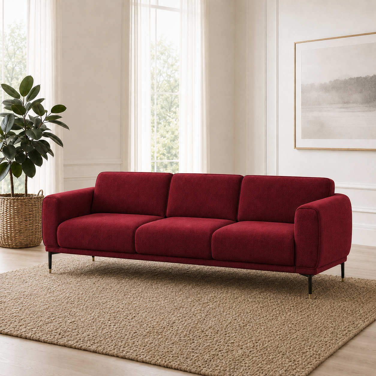 Onyx 3+2+1 Sofa Set, 3 seater, red, room view