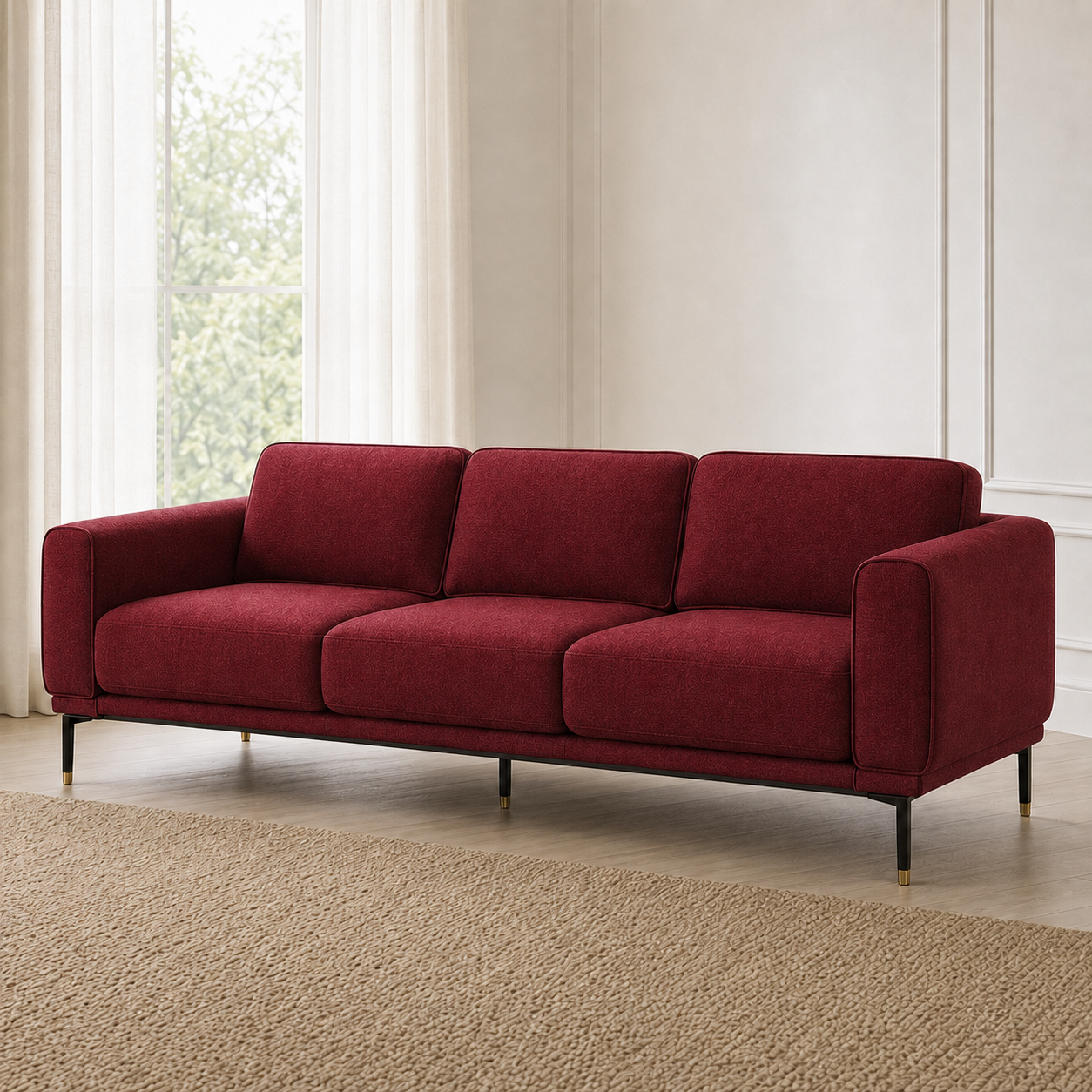 Onyx 3+2+1 Sofa Set, 3 seater, red, detail view