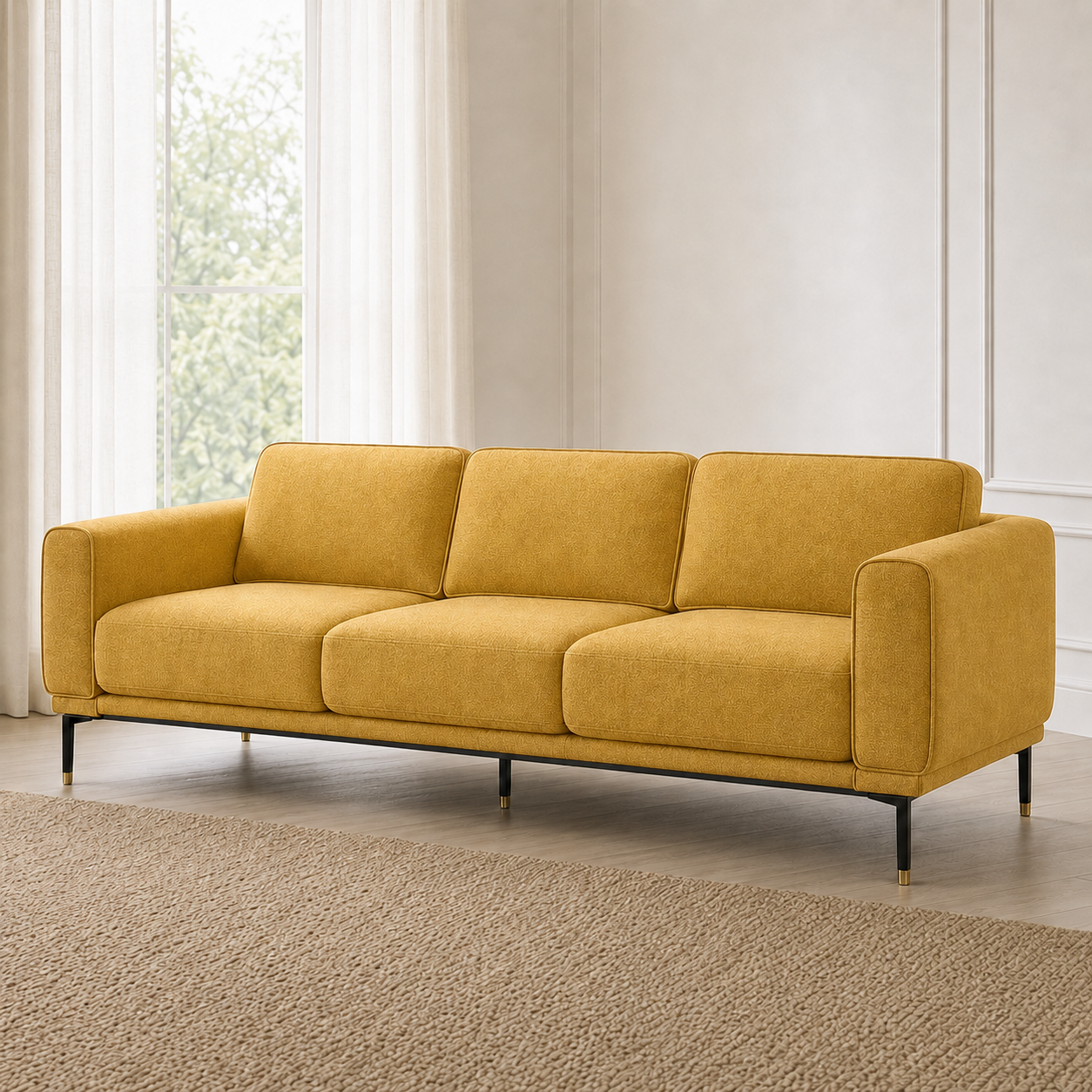 Onyx 3+2+1 Sofa Set, 3 seater, yellow, detail view