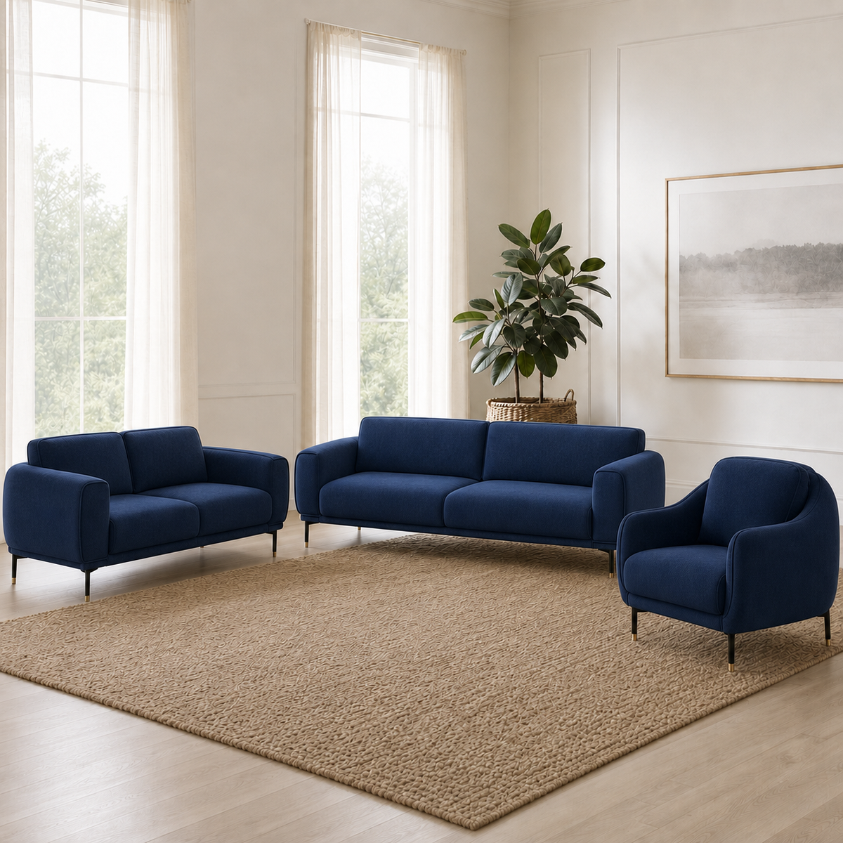 Onyx 3+2+1 Sofa Set, 3+2+1 full set, blue, room view