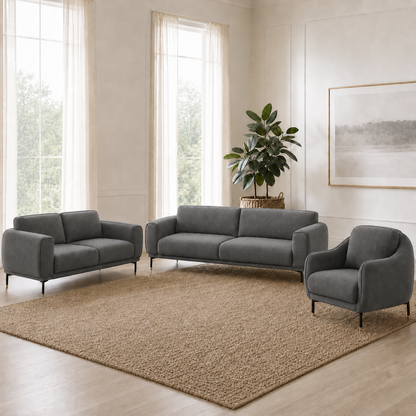 Onyx 3+2+1 Sofa Set, 3+2+1 full set, grey, room view