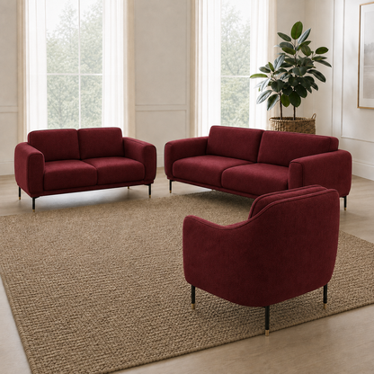 Onyx 3+2+1 Sofa Set, 3+2+1 full set, red, detail view