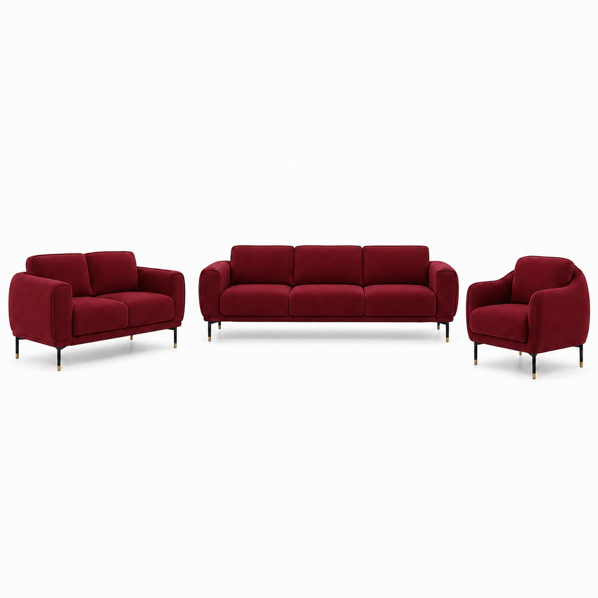 Onyx 3+2+1 Sofa Set, 3+2+1 full set, red, studio view