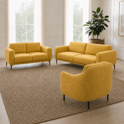 Onyx 3+2+1 Sofa Set, 3+2+1 full set, yellow, detail view