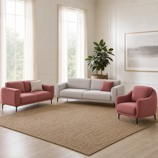 Onyx - 3+2+1 Sofa Set, complete 3+2+1 sofa set in an editorial living room