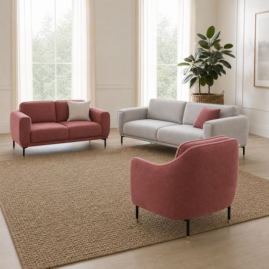 Onyx - 3+2+1 Sofa Set, alternate room angle of the complete 3+2+1 sofa set