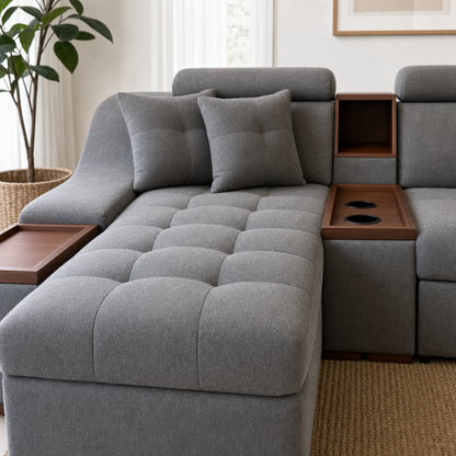 Close-up of the Opal - L shape sectional sofa's upholstery and details