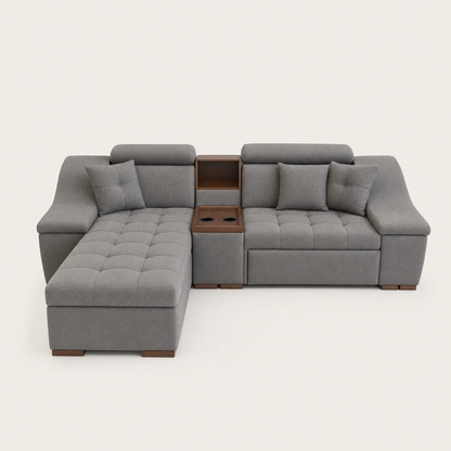 Opal - L shape sectional sofa, front studio view on neutral background