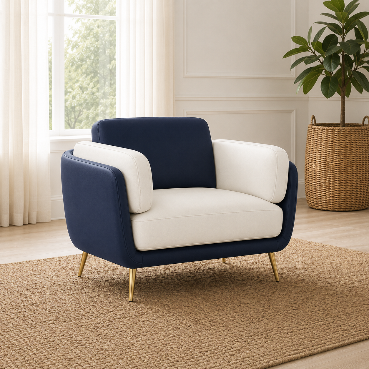 Orbit 3+2+1 Sofa Set, 1 seater, blue, room view
