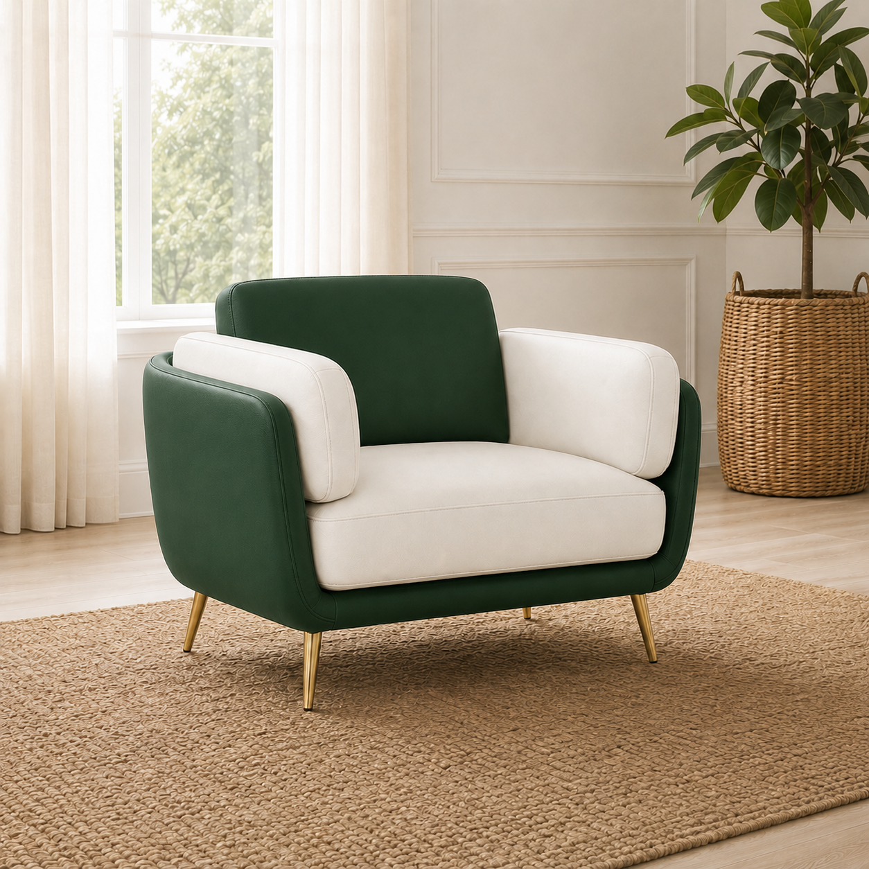 Orbit 3+2+1 Sofa Set, 1 seater, green, room view