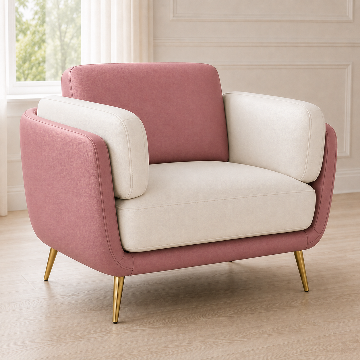 Orbit 3+2+1 Sofa Set, 1 seater, pink, detail view
