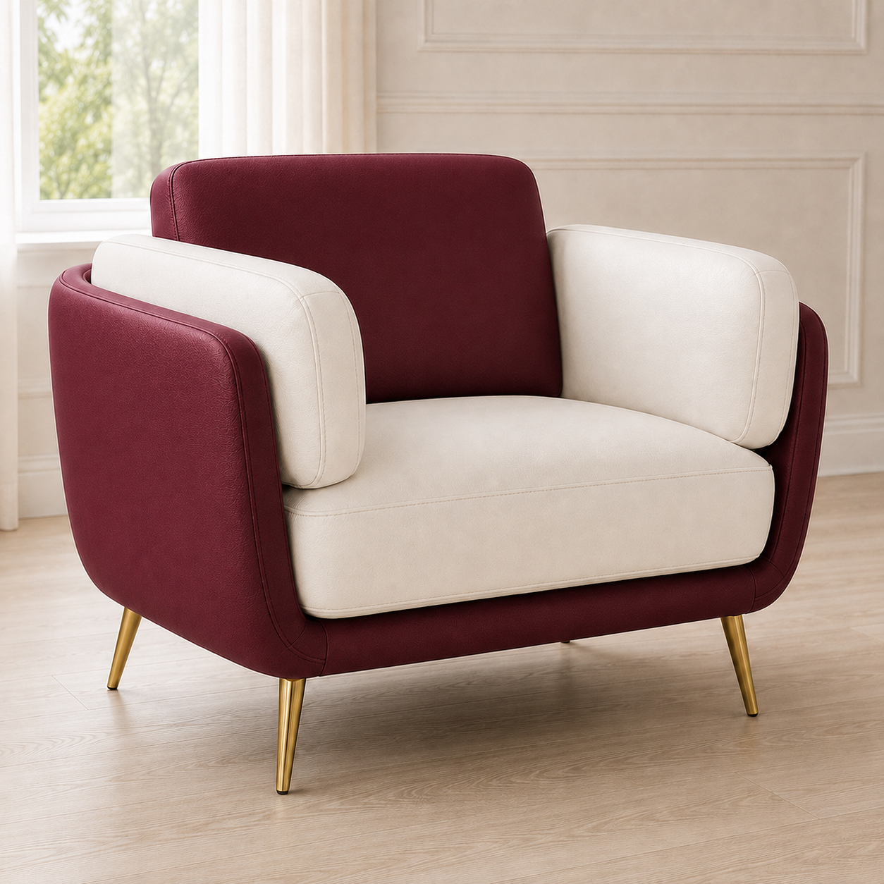 Orbit 3+2+1 Sofa Set, 1 seater, red, detail view