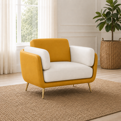 Orbit 3+2+1 Sofa Set, 1 seater, yellow, room view