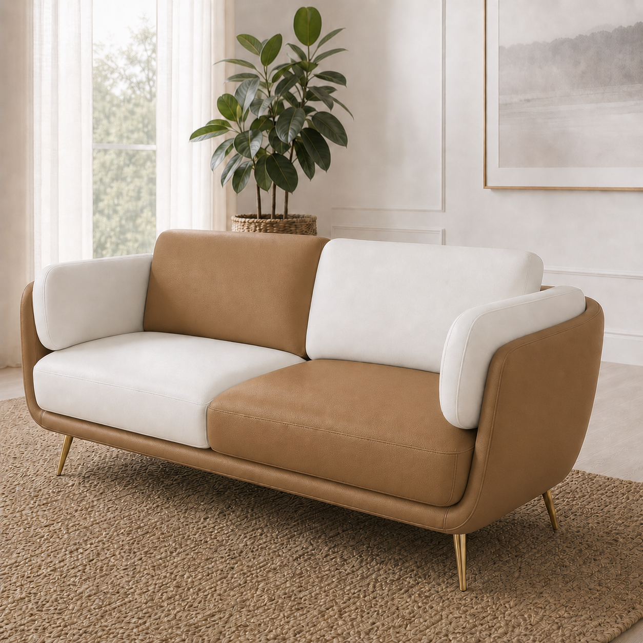 Orbit 3+2+1 Sofa Set, 2 seater, beige, room view