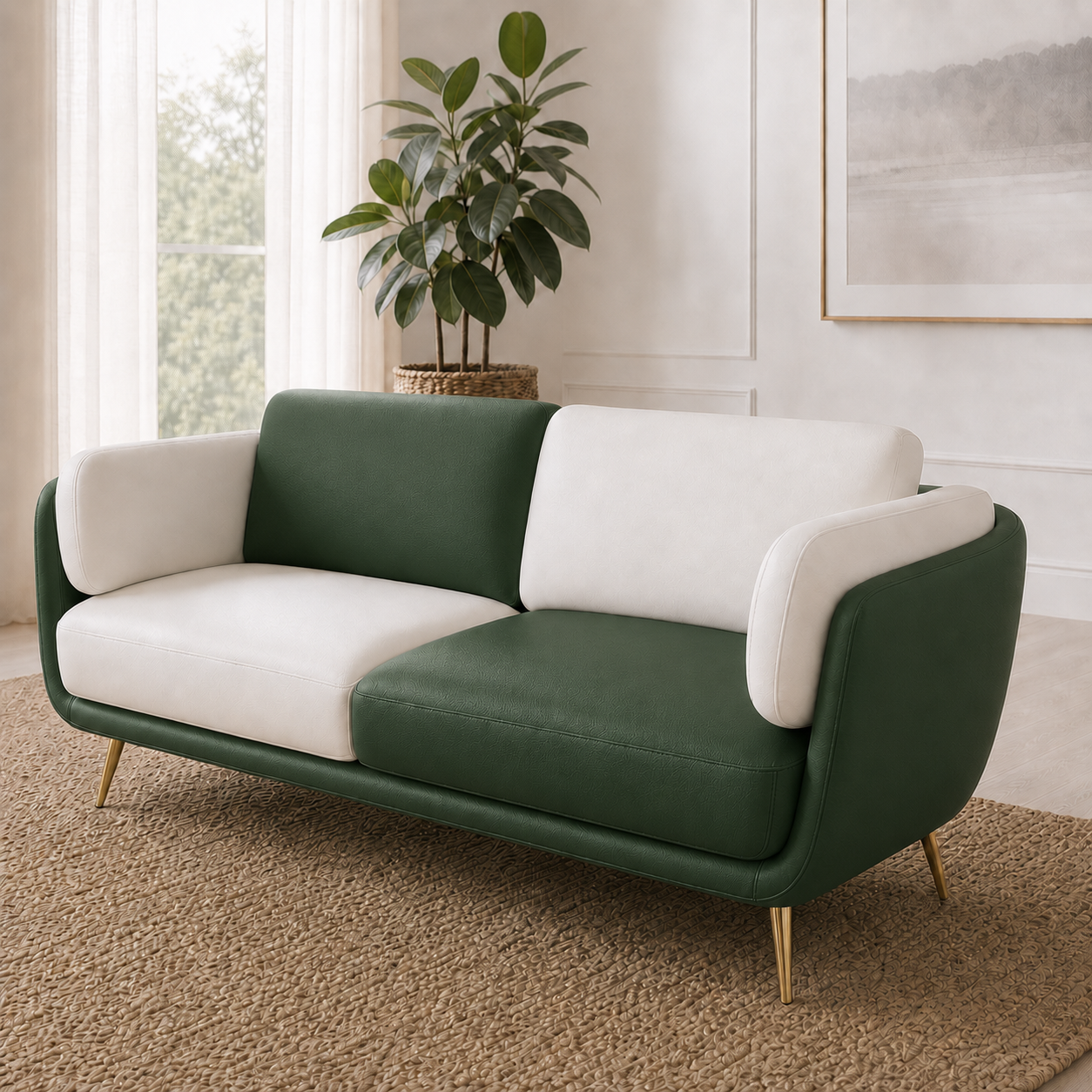 Orbit 3+2+1 Sofa Set, 2 seater, green, room view
