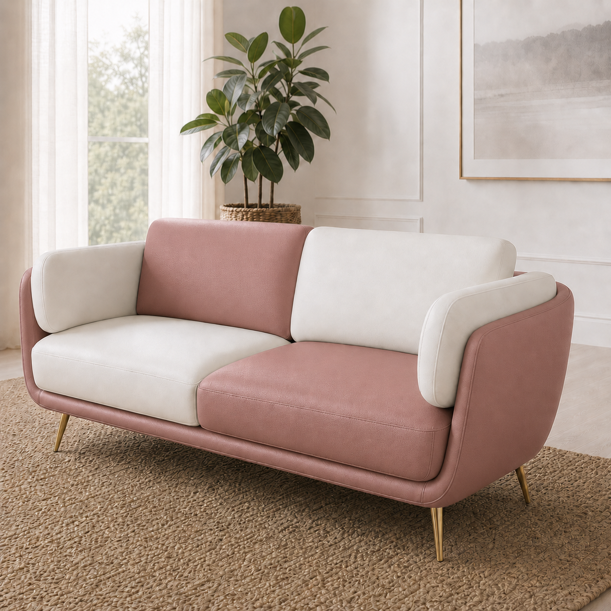Orbit 3+2+1 Sofa Set, 2 seater, pink, room view
