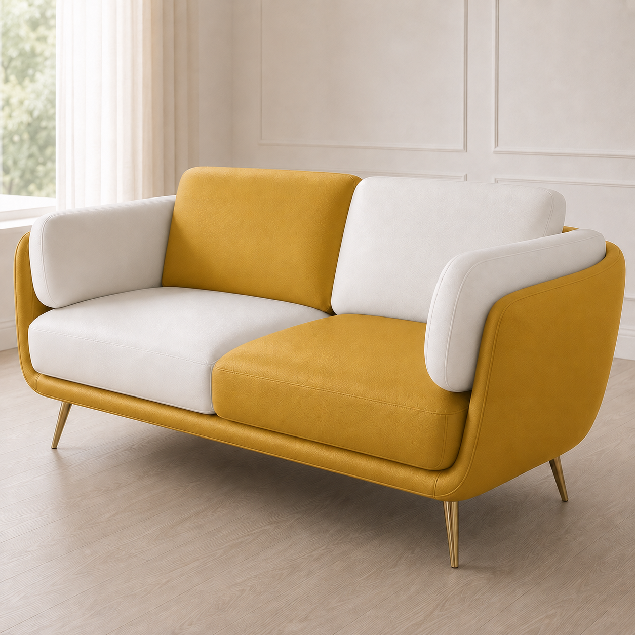 Orbit 3+2+1 Sofa Set, 2 seater, yellow, detail view