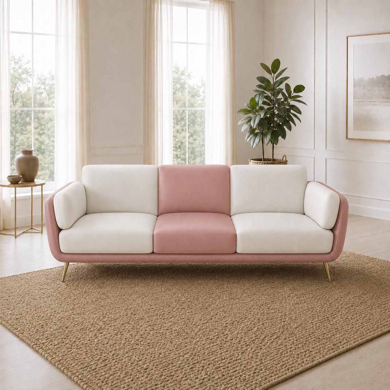 Orbit 3+2+1 Sofa Set, 3 seater, pink, room view
