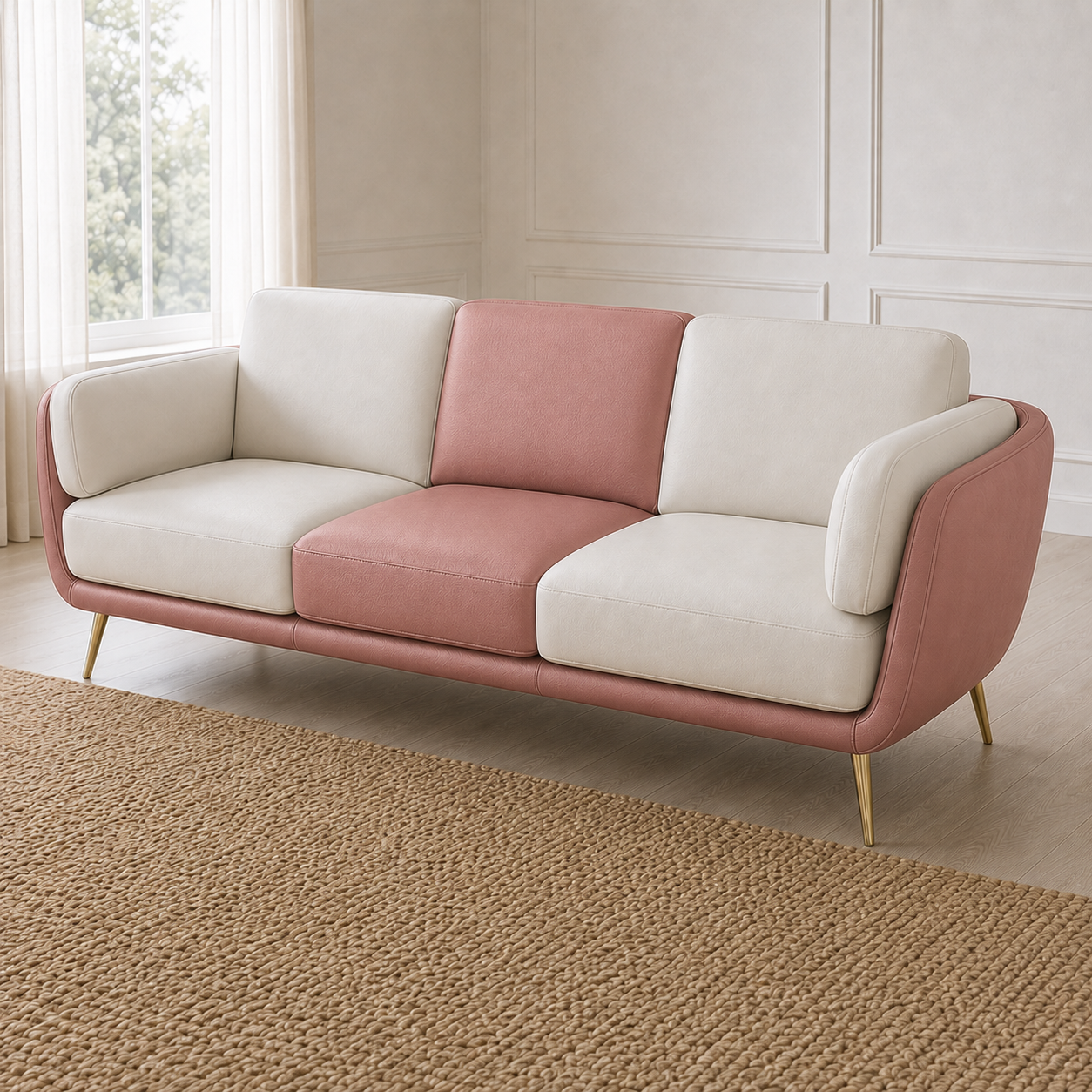 Orbit 3+2+1 Sofa Set, 3 seater, pink, detail view